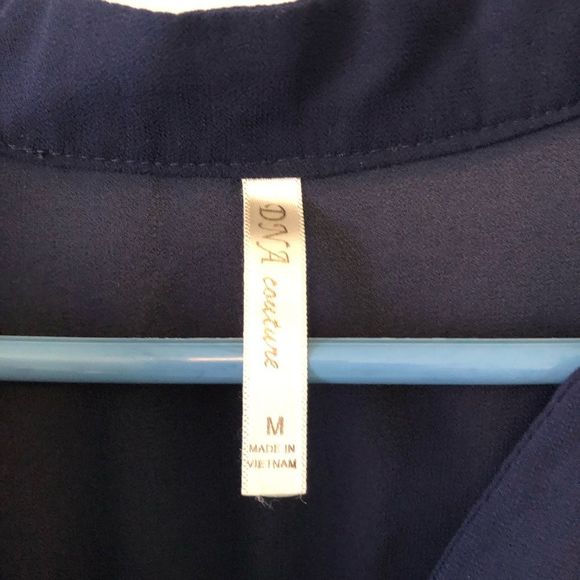 DNA Couture Semi-Sheer Navy Blouse Button Sleeves​ - Picture 4 of 5